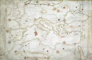Mapa del Mar Mediterráneo, del Mar Negro y del Océano Atlántico noreste de Hieronymus Verrazano